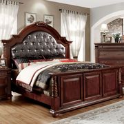 English style traditional dark cherry queen bed additional photo 2 of 8