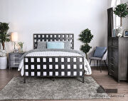 Hand-brushed gray lattice style head/ foot board twin bed by Furniture of America additional picture 2