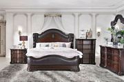Dark cherry traditional bed w/ brown leatherette hb additional photo 2 of 13