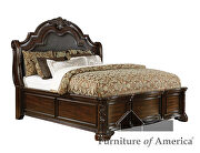 Brown cherry/ espresso traditional bed w/ brown leatherette hb by Furniture of America additional picture 7