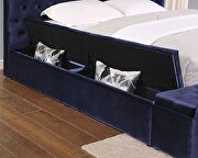 Storage button tufted blue fabric contemporary bed additional photo 4 of 4