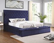Storage button tufted blue fabric contemporary king bed by Furniture of America additional picture 2