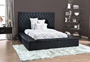 Dark gray flannelette transitional style platform king bed by Furniture of America additional picture 2