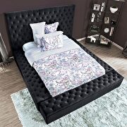 Dark gray flannelette transitional style platform king bed by Furniture of America additional picture 3