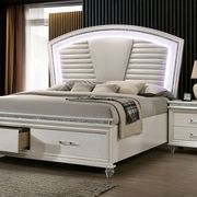 Pearl white bedroom w/ crystal & mirror accents by Furniture of America additional picture 4
