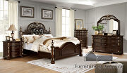 Brown cherry/ espresso button tufted padded headboard king bed by Furniture of America additional picture 8