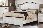 Distressed white/ walnut plank design transitional bed additional photo 2 of 12