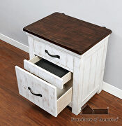 Distressed white/ walnut plank design transitional nightstand by Furniture of America additional picture 4