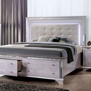Mirrored / crocodile accents ivory pearl glam bed by Furniture of America additional picture 5