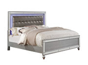 Silver crocodile-textured detail contemporary king bed by Furniture of America additional picture 8