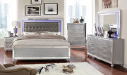 Silver crocodile-textured detail contemporary king bed by Furniture of America additional picture 9