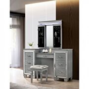 Silver contemporary tri-fold mirror style vanity and stool set by Furniture of America additional picture 2