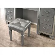 Silver contemporary tri-fold mirror style vanity and stool set additional photo 4 of 5