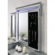 Silver contemporary tri-fold mirror style vanity and stool set additional photo 5 of 5