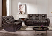 Rich dark brown faux leather power recliner sofa by Furniture of America additional picture 2