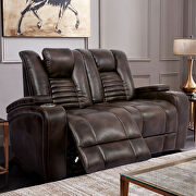 Rich dark brown faux leather power recliner sofa by Furniture of America additional picture 4