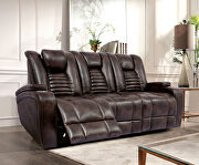 Rich dark brown faux leather power recliner sofa by Furniture of America additional picture 5