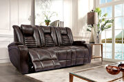 Rich dark brown faux leather power recliner sofa by Furniture of America additional picture 7