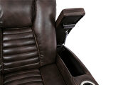 Rich dark brown faux leather power recliner sofa by Furniture of America additional picture 10