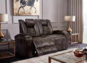 Rich dark brown faux leather power recliner loveseat additional photo 2 of 5