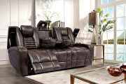 Rich dark brown faux leather power recliner loveseat additional photo 3 of 5