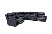 Sleek design dark navy grain leather power recliner sectional sofa by Furniture of America additional picture 3