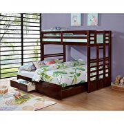 Dark walnut finish solid wood twin/twin bunk bed by Furniture of America additional picture 2