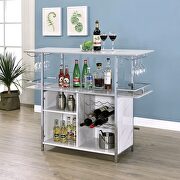 White, chrome steel construction contemporary bar table by Furniture of America additional picture 2