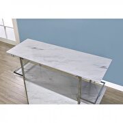 White, chrome steel construction contemporary bar table by Furniture of America additional picture 3