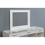 Luminous white rectangular mirror style vanity and stool set additional photo 3 of 3