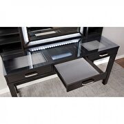 Obsidian gray glam mirror style vanity and stool set additional photo 2 of 2