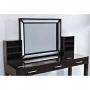Obsidian gray glam mirror style vanity and stool set additional photo 3 of 2