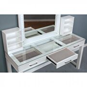 Luminous white glam mirror style vanity and stool set by Furniture of America additional picture 2
