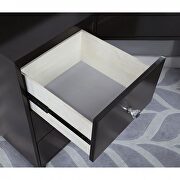 Obsidian gray glam mirror style vanity and stool set additional photo 4 of 3