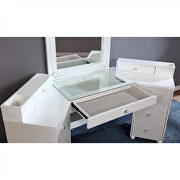 Luminous white glam mirror style vanity and stool set by Furniture of America additional picture 2