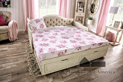 Button-tufted design daybed in antique white finish with two drawers additional photo 3 of 7