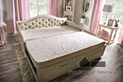 Button-tufted design daybed in antique white finish with two drawers additional photo 4 of 7