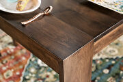 Walnut/ gray solid wood overlapping top dining table additional photo 5 of 5