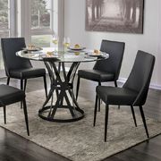 Black steel frame / round glass top dining table by Furniture of America additional picture 2