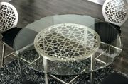 All metal round dining table with glass top by Furniture of America additional picture 4