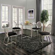 All metal round dining table with glass top by Furniture of America additional picture 5