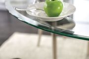 Clear glass top round modern dining table additional photo 2 of 6