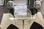 Clear glass top round modern dining table additional photo 3 of 6