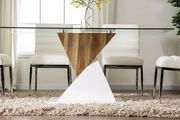 Glass top white/natural wood contemporary dining table additional photo 2 of 3