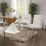 Glass top white/natural wood contemporary dining table additional photo 4 of 3