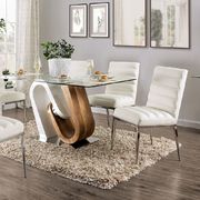 Contemporary white/natural glass top dining table additional photo 2 of 1