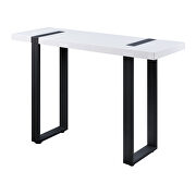 Two-tone high gloss lacquer top and metal legs sofa table by Furniture of America additional picture 2