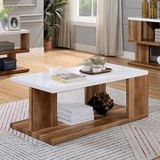 White/natural tone contemporary coffee table by Furniture of America additional picture 4