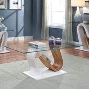 Natural wood / white glass top coffee table by Furniture of America additional picture 2