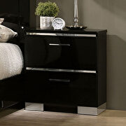 Black/ chrome high gloss lacquer coating king bed by Furniture of America additional picture 2